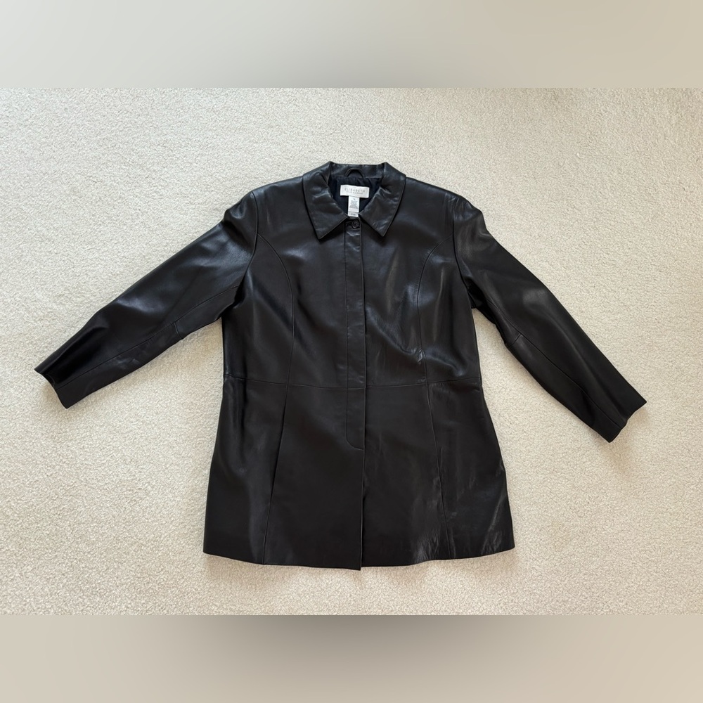 Elisabeth by Liz Claiborne brown leather jacket coat - size 1X